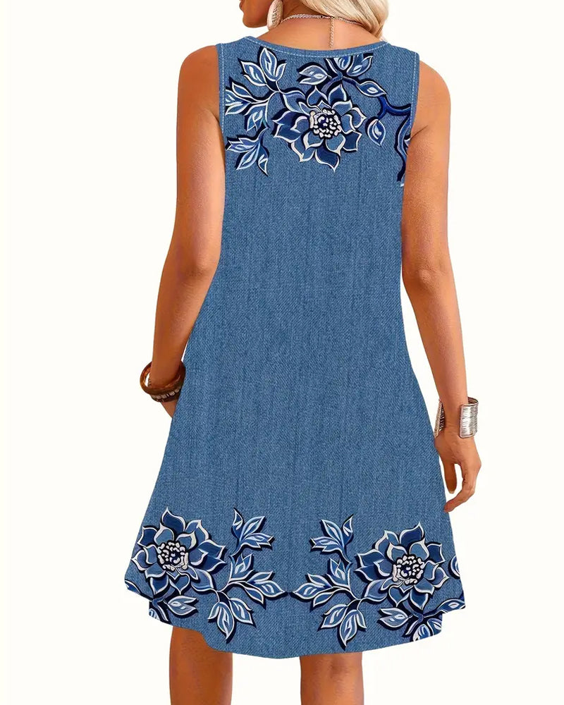 Denise | Sleeveless Denim-Look Dress