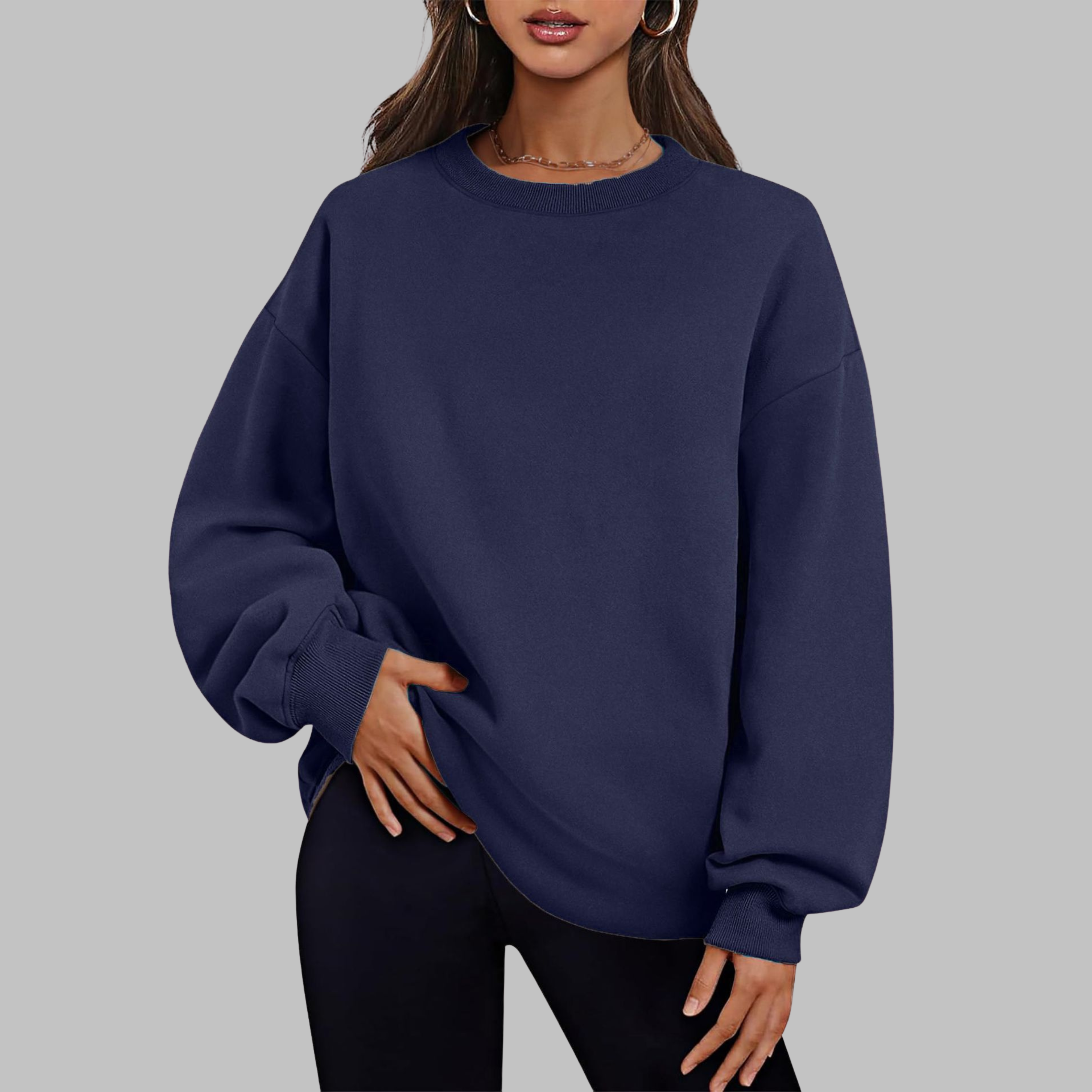 Medgi | Casual Oversized Crewneck Long Sleeve Sweater