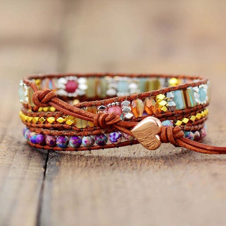 Grasya | Natural Rhodonite & Jasper Wrap Bracelet