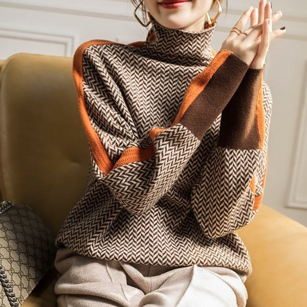 Aisha | Striped Turtleneck Sweater for Cool Days