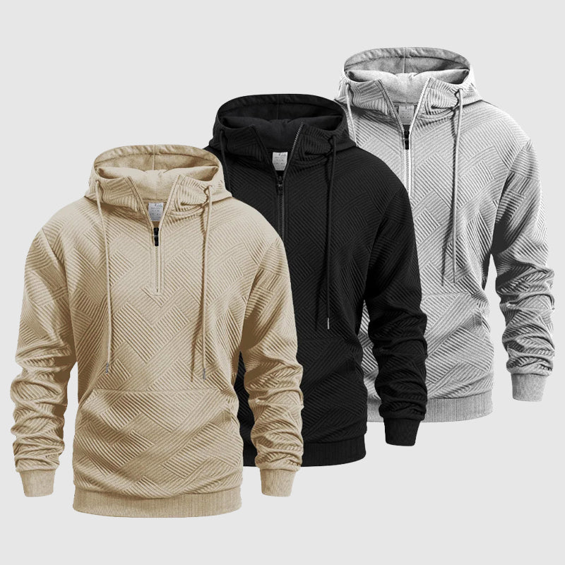 Jayden | QuarterZip Textured Pattern Hoodie