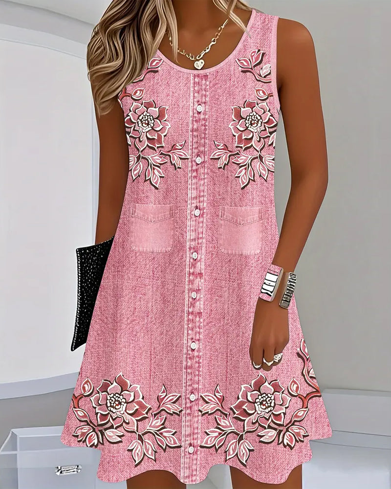Denise | Sleeveless Denim-Look Dress