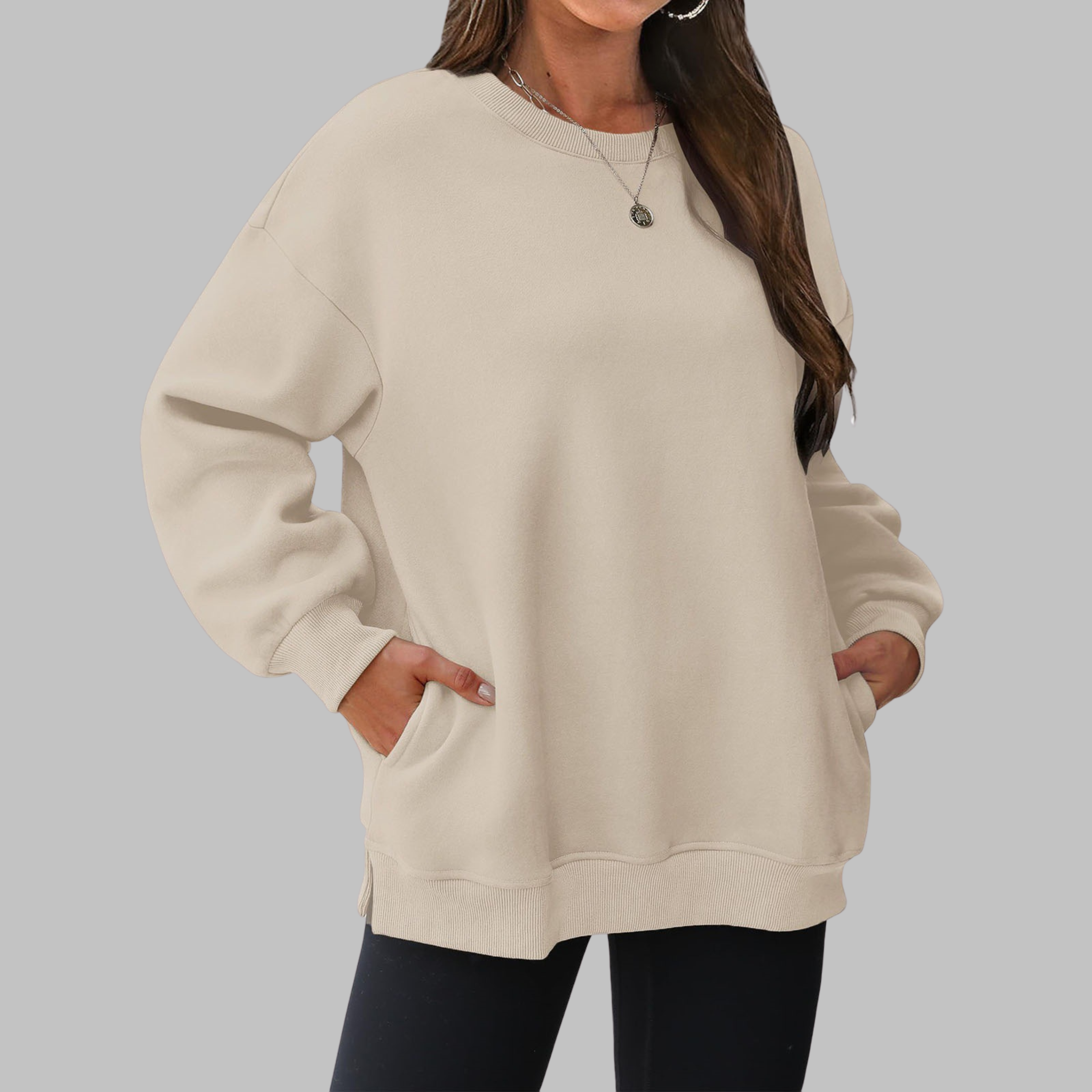 Medgi | Casual Oversized Crewneck Long Sleeve Sweater