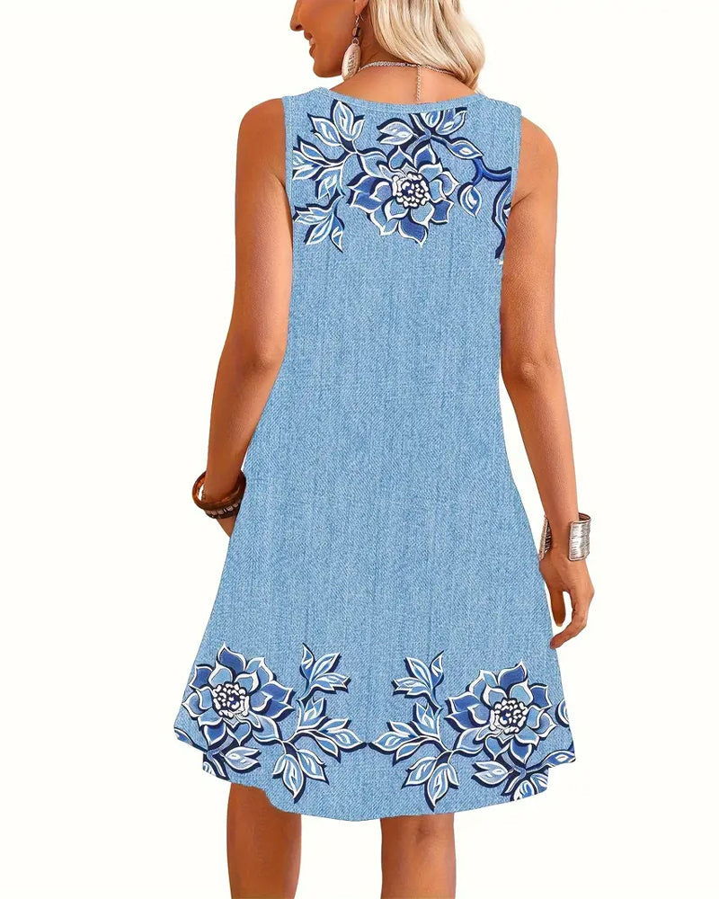 Denise | Sleeveless Denim-Look Dress