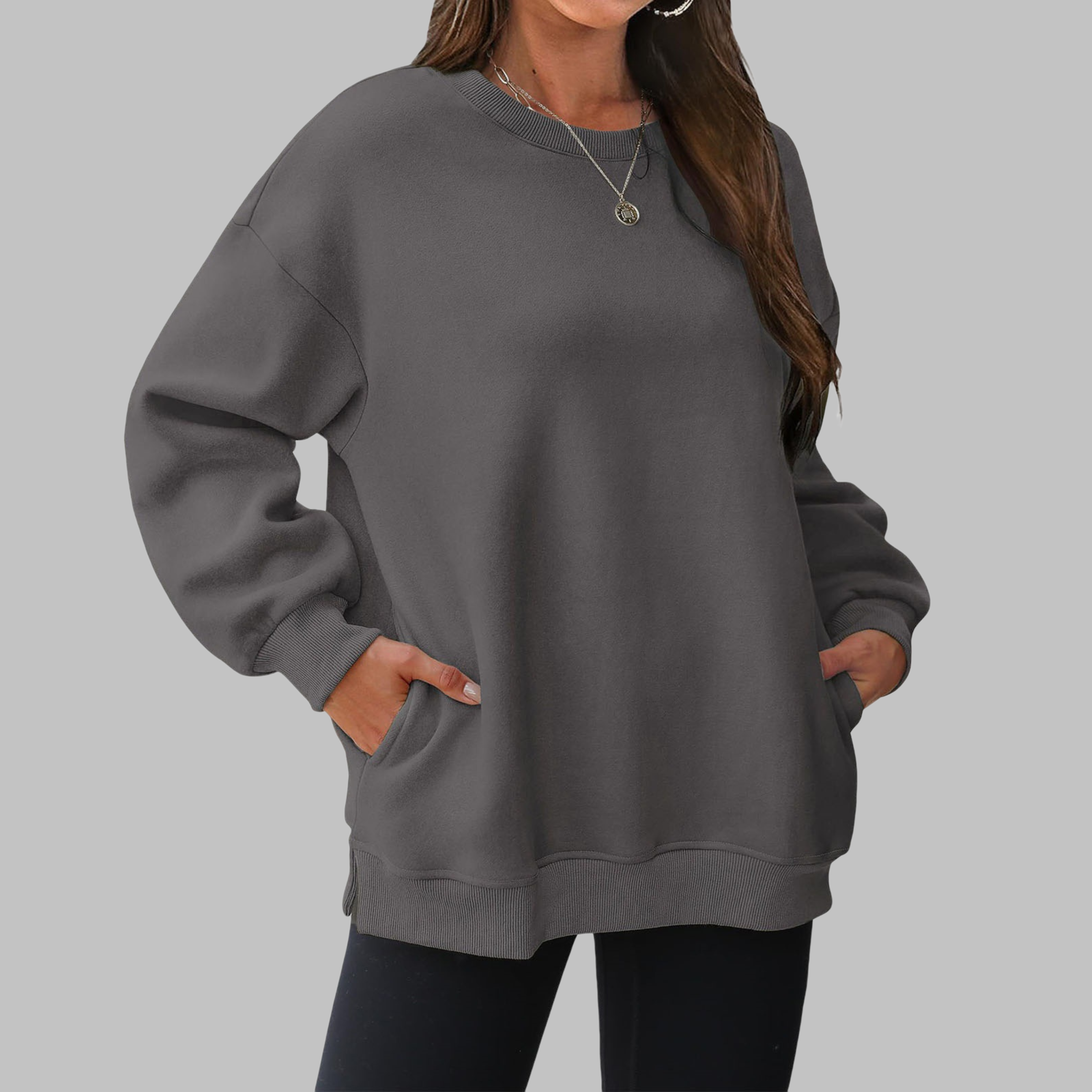 Medgi | Casual Oversized Crewneck Long Sleeve Sweater