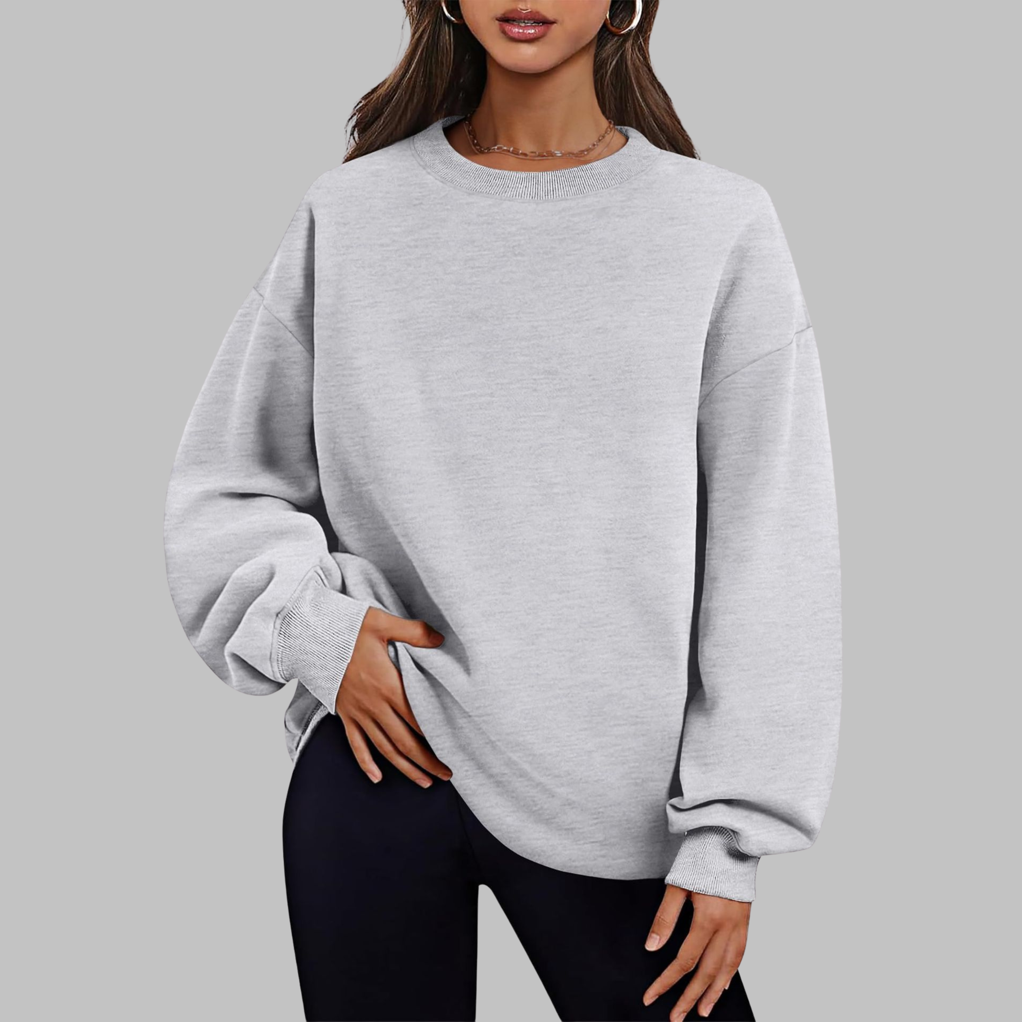 Medgi | Casual Oversized Crewneck Long Sleeve Sweater