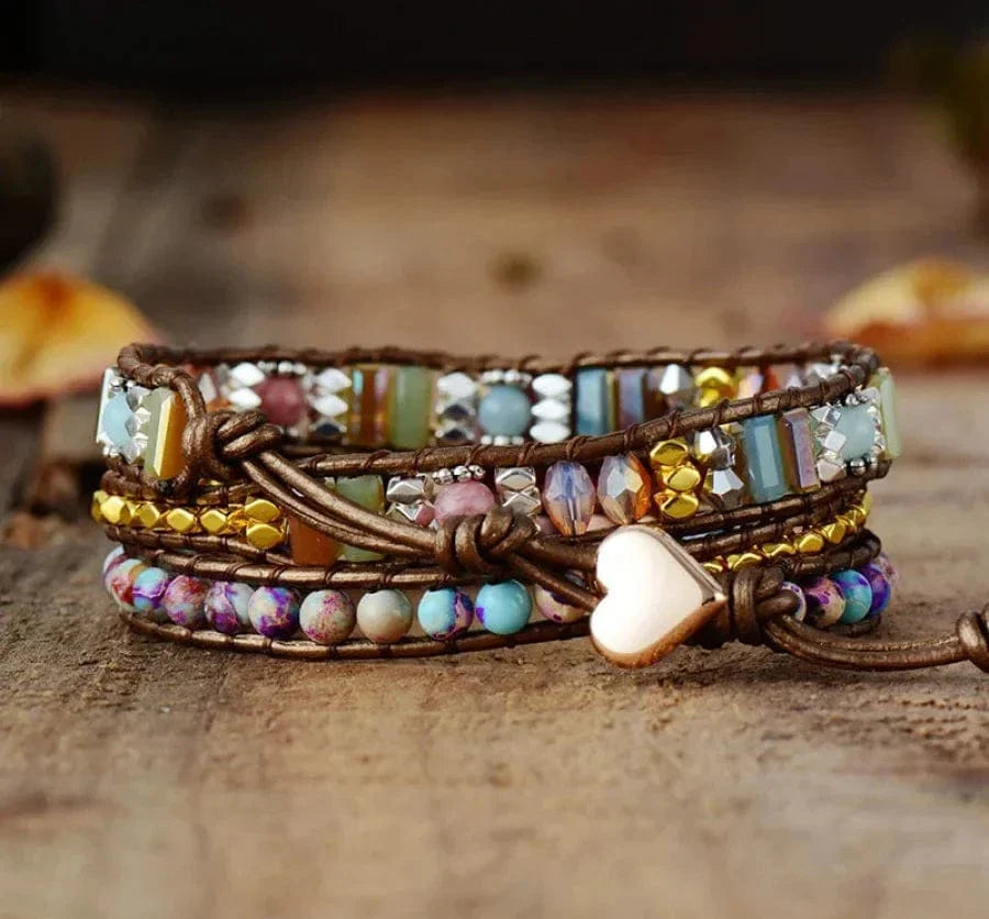 Grasya | Natural Rhodonite & Jasper Wrap Bracelet