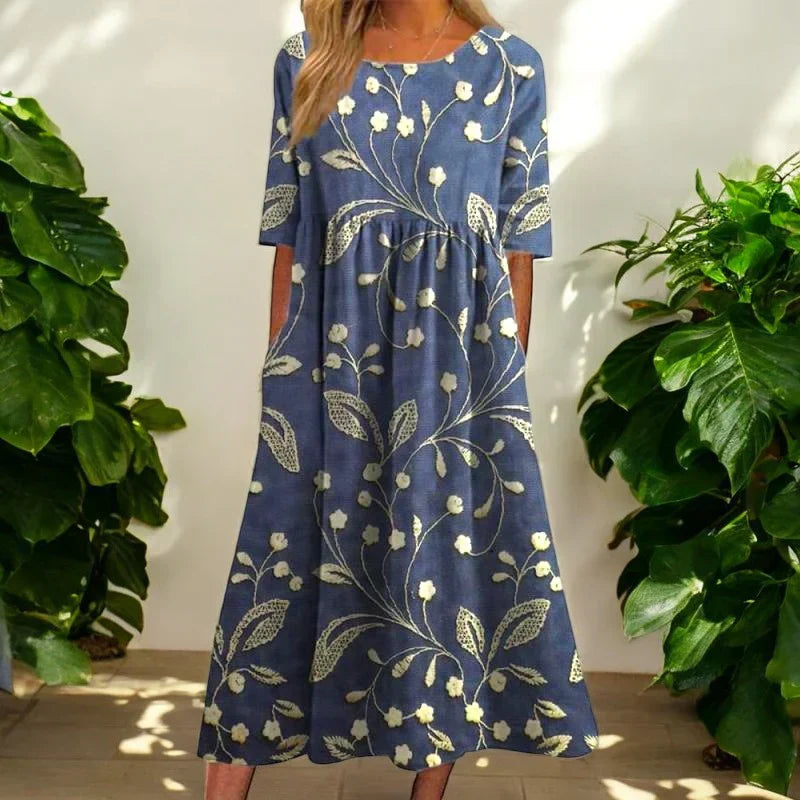 Mandy | Floral Midi Dress with Effortless Tummy Coverage