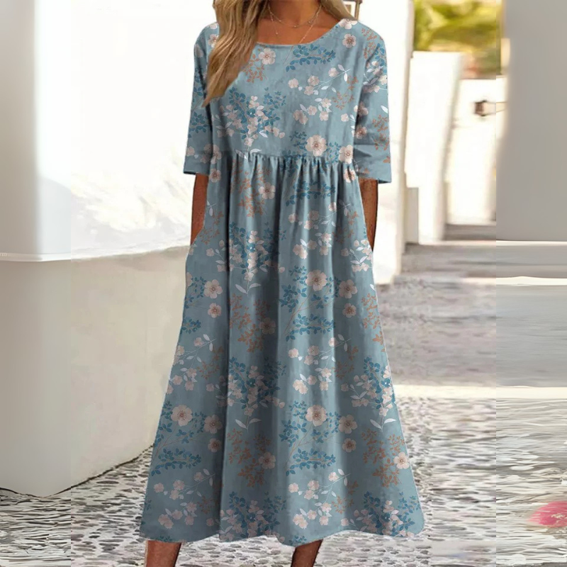 Mandy | Floral Midi Dress with Effortless Tummy Coverage