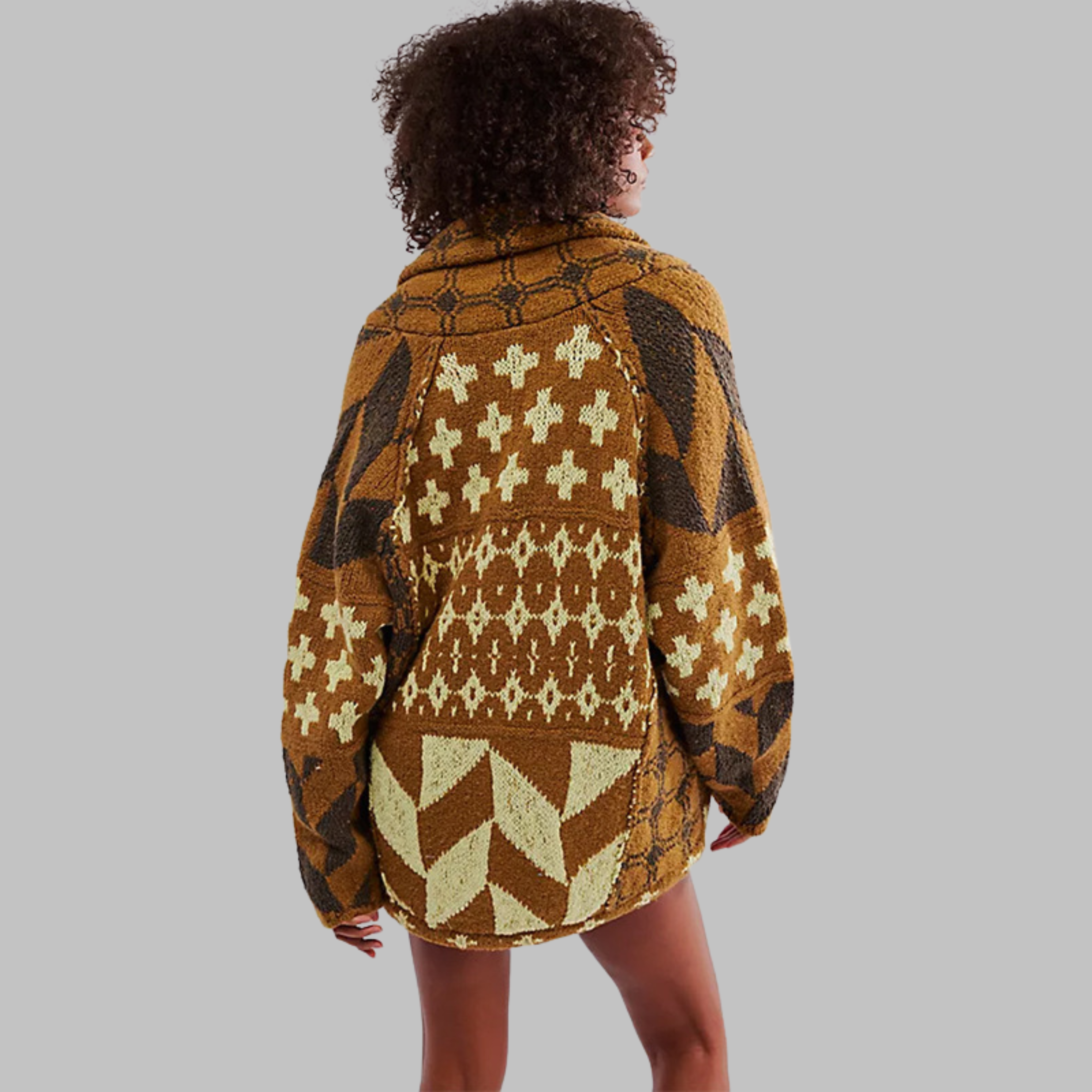 Portia | Vintage Button Down Collar Long Sleeve Oversized Cardigan