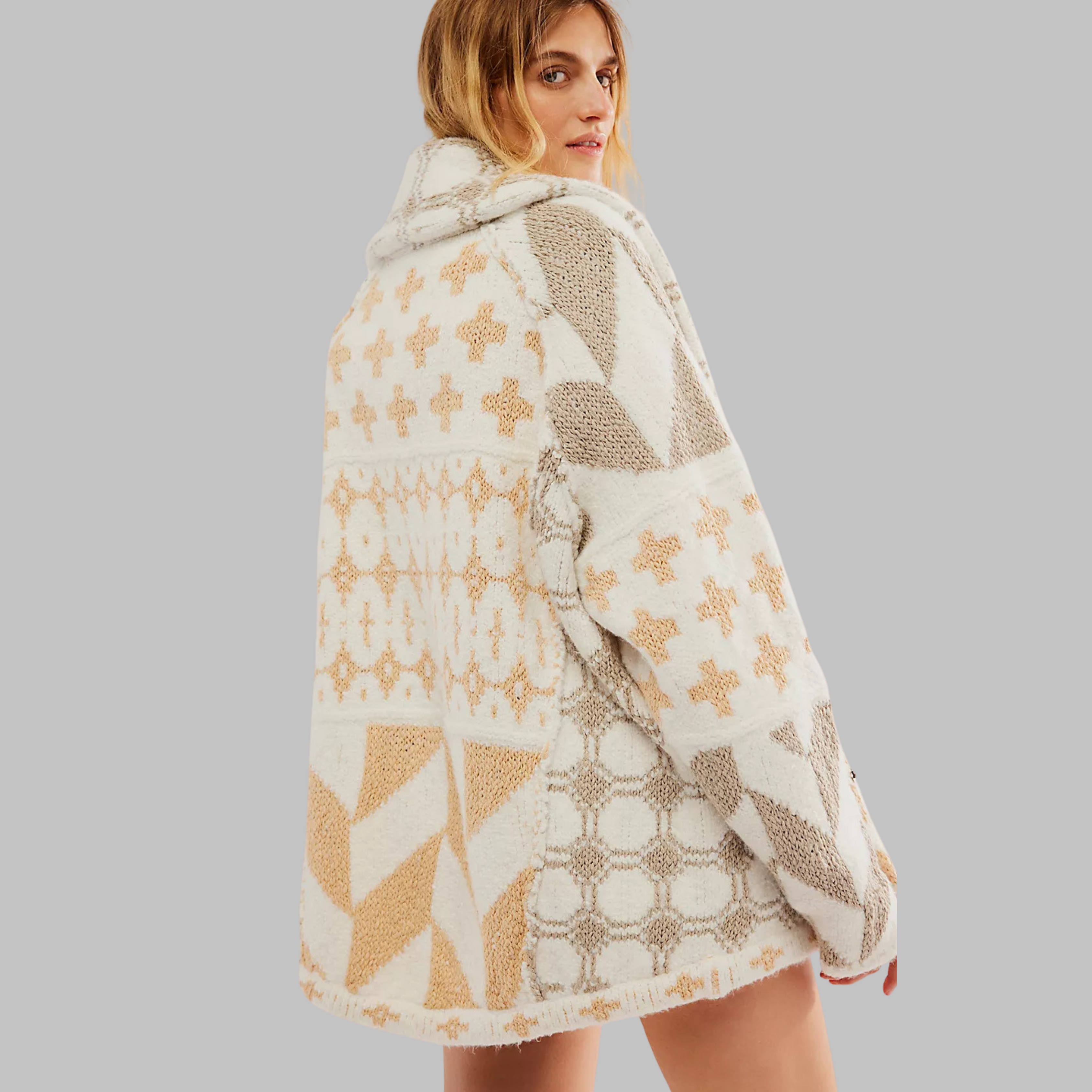 Portia | Vintage Button Down Collar Long Sleeve Oversized Cardigan