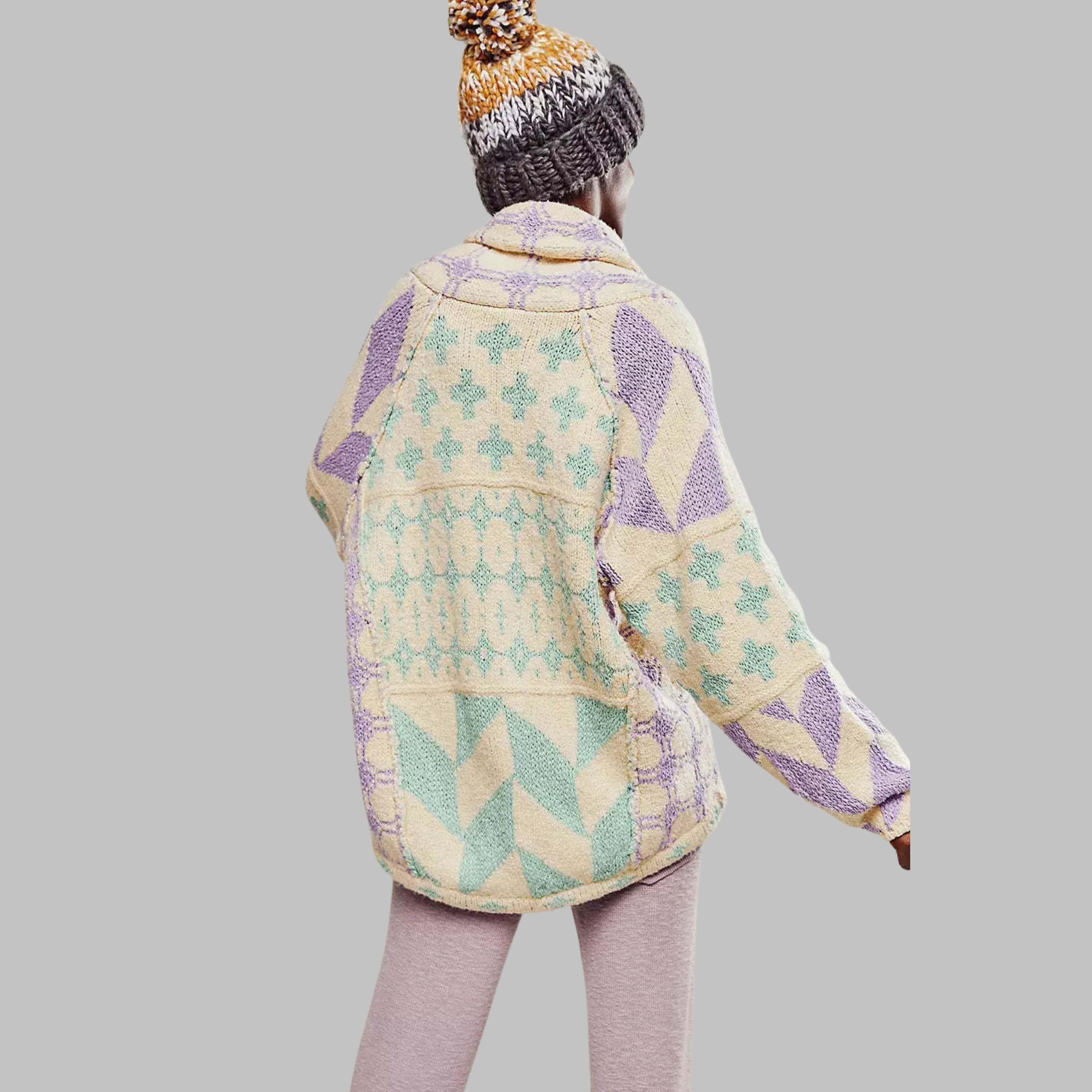Portia | Vintage Button Down Collar Long Sleeve Oversized Cardigan