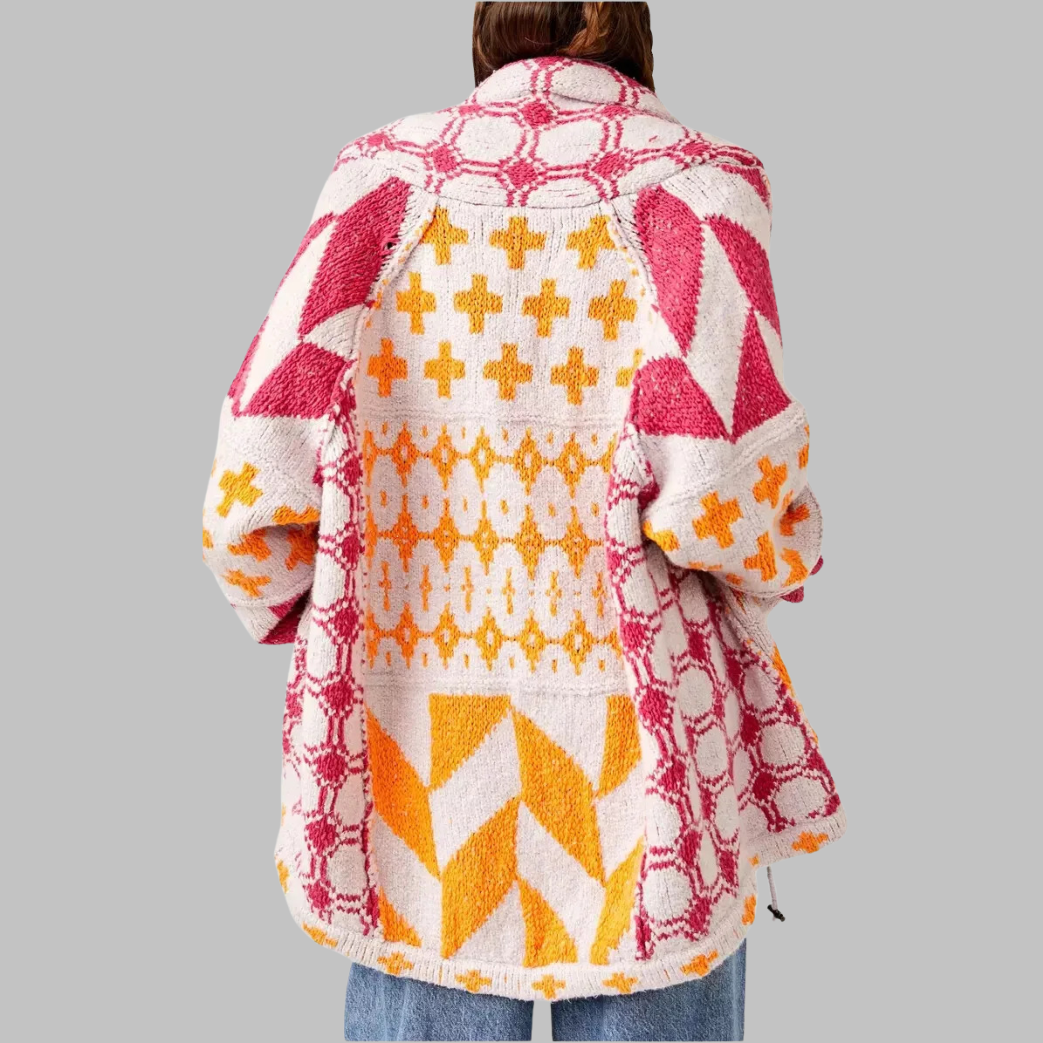 Portia | Vintage Button Down Collar Long Sleeve Oversized Cardigan