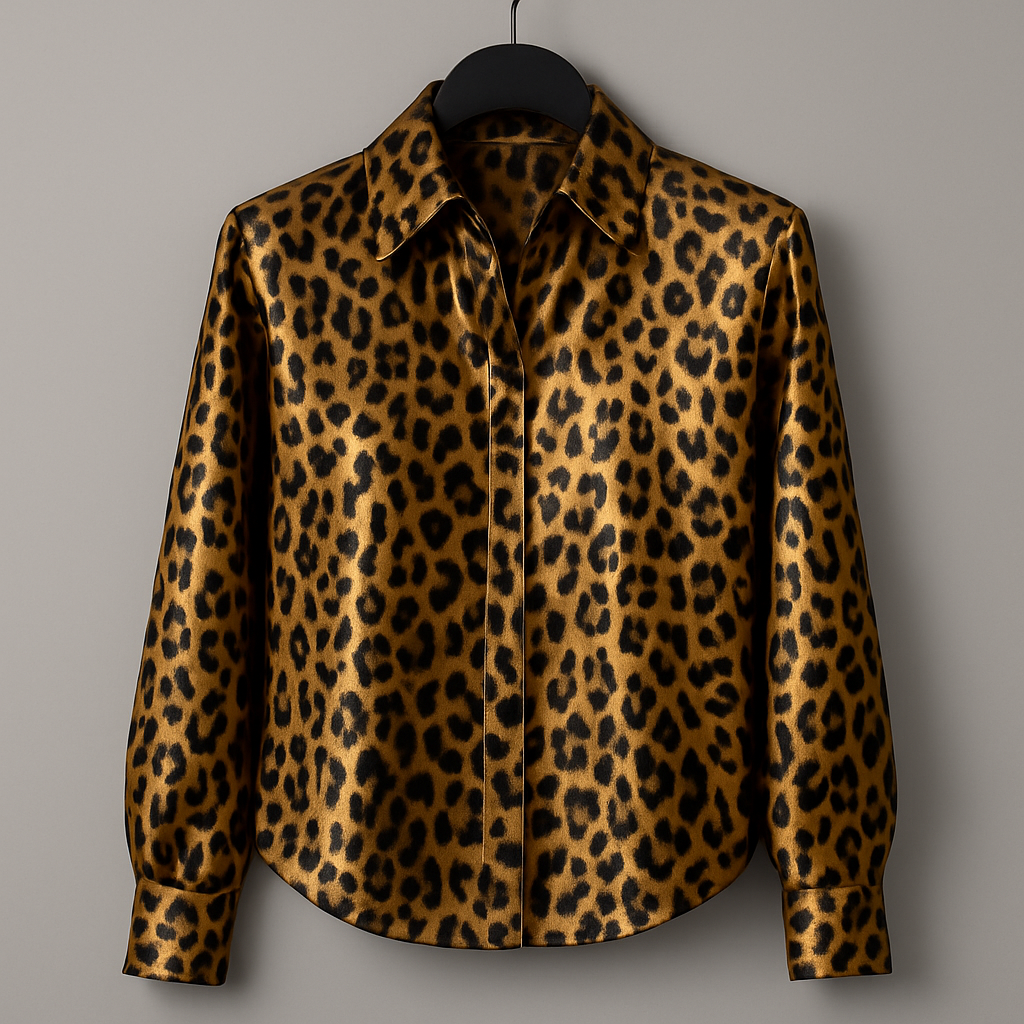 Elvina | Satin Leopard Top